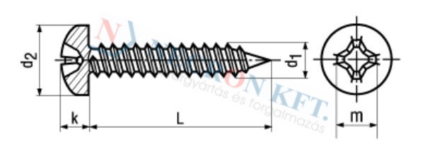 Linsen-Blechschrauben mit Kreuzschlitz Phillips Form H und Spitze Form C 994